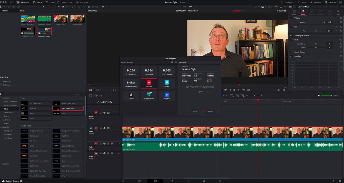 Export for You Tube